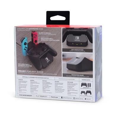 PowerA 1525991-01 Nintendo Switch/Lite/OLED Charging Base fekete kontroller töltőállomás (Újracsomagolt)
