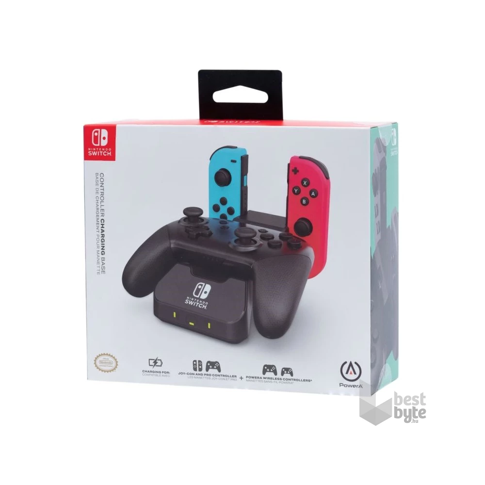 PowerA 1525991-01 Nintendo Switch/Lite/OLED Charging Base fekete kontroller töltőállomás (Újracsomagolt)