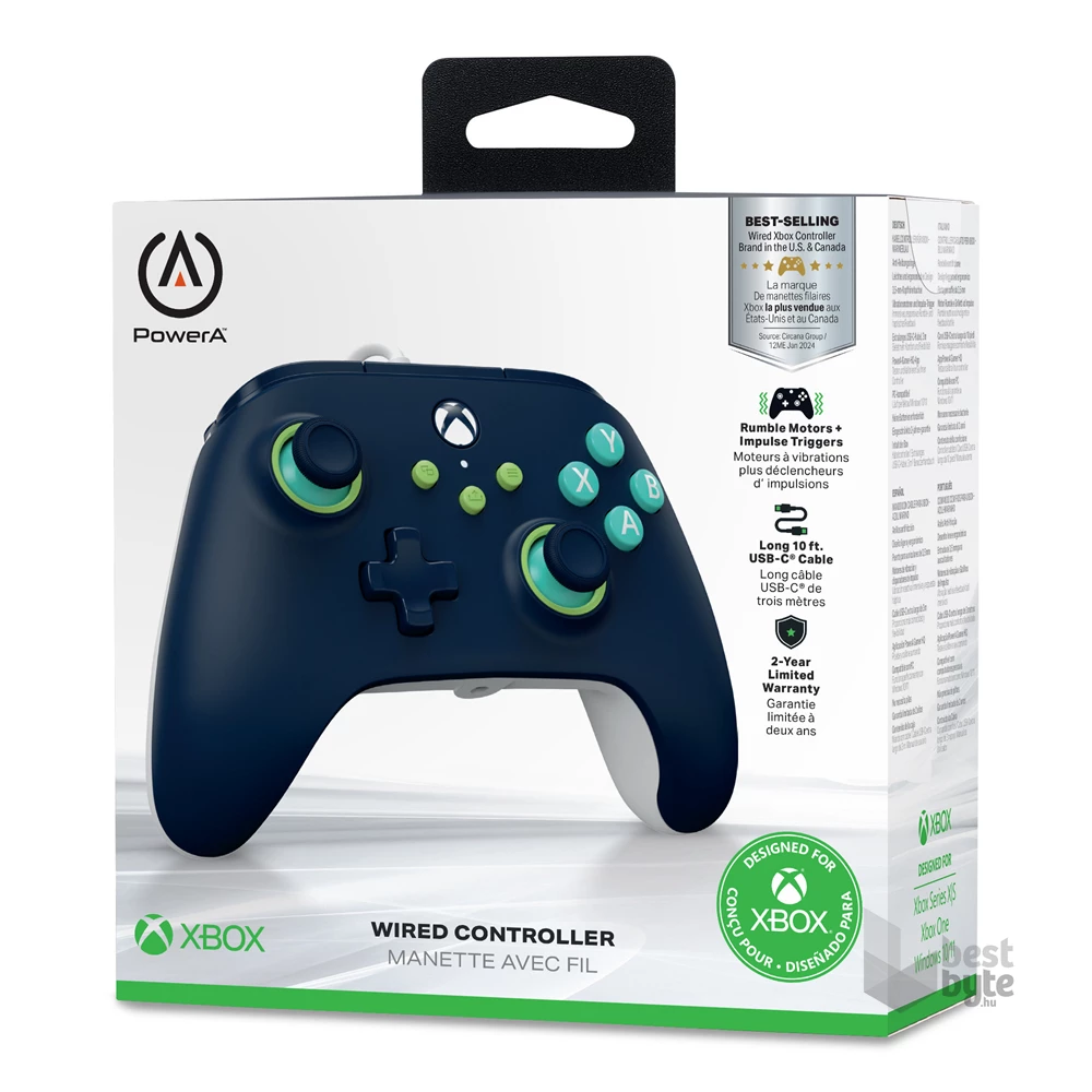 PowerA XBGP0380-01 Xbox Series X|S/Xbox One vezetékes tengerkék kontroller ( A )