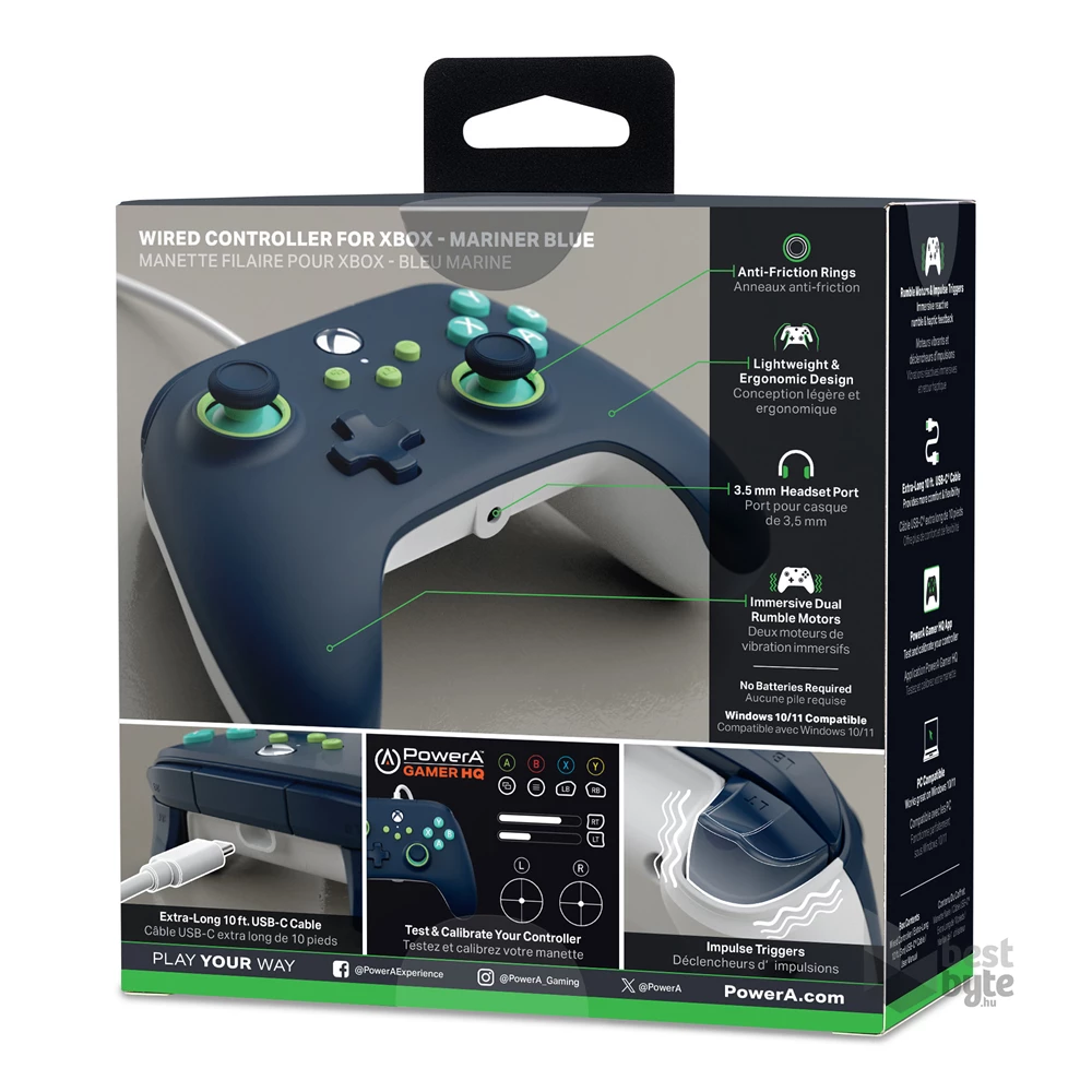PowerA XBGP0380-01 Xbox Series X|S/Xbox One vezetékes tengerkék kontroller ( A )