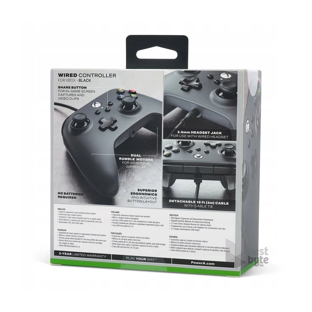 PowerA 1519265-02 Xbox Series X|S/Xbox One vezetékes fekete kontroller
