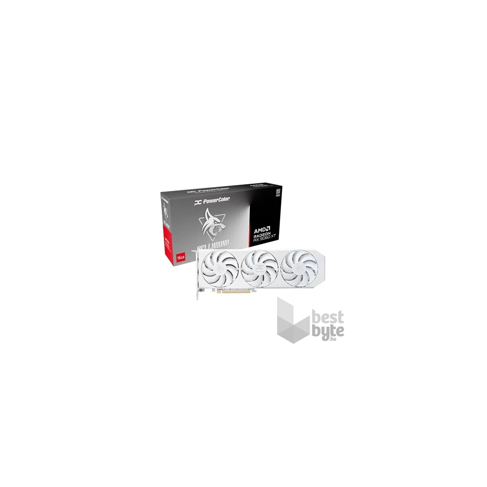 PowerColor RX 9060 XT Hellhound Spectral White AMD 16GB GDDR6 128bit PCIe videókártya