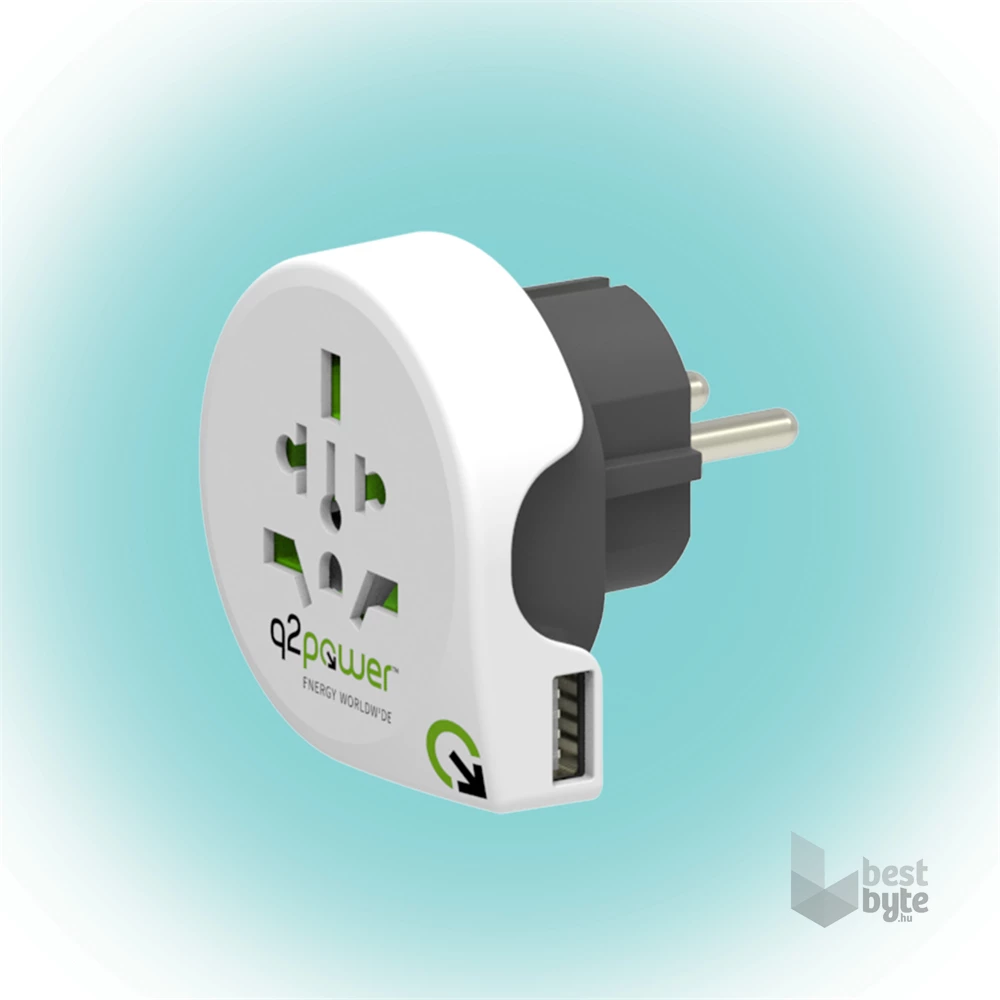 Q2 Power Q2WE-USB Világ - Európa USB utazó adapter