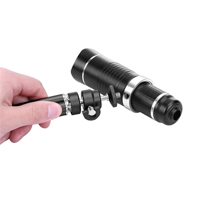Quazar 20x Mobilscope Zoom fekete univerzális teleobjektív okostelefonokhoz mini fotóállvánnyal