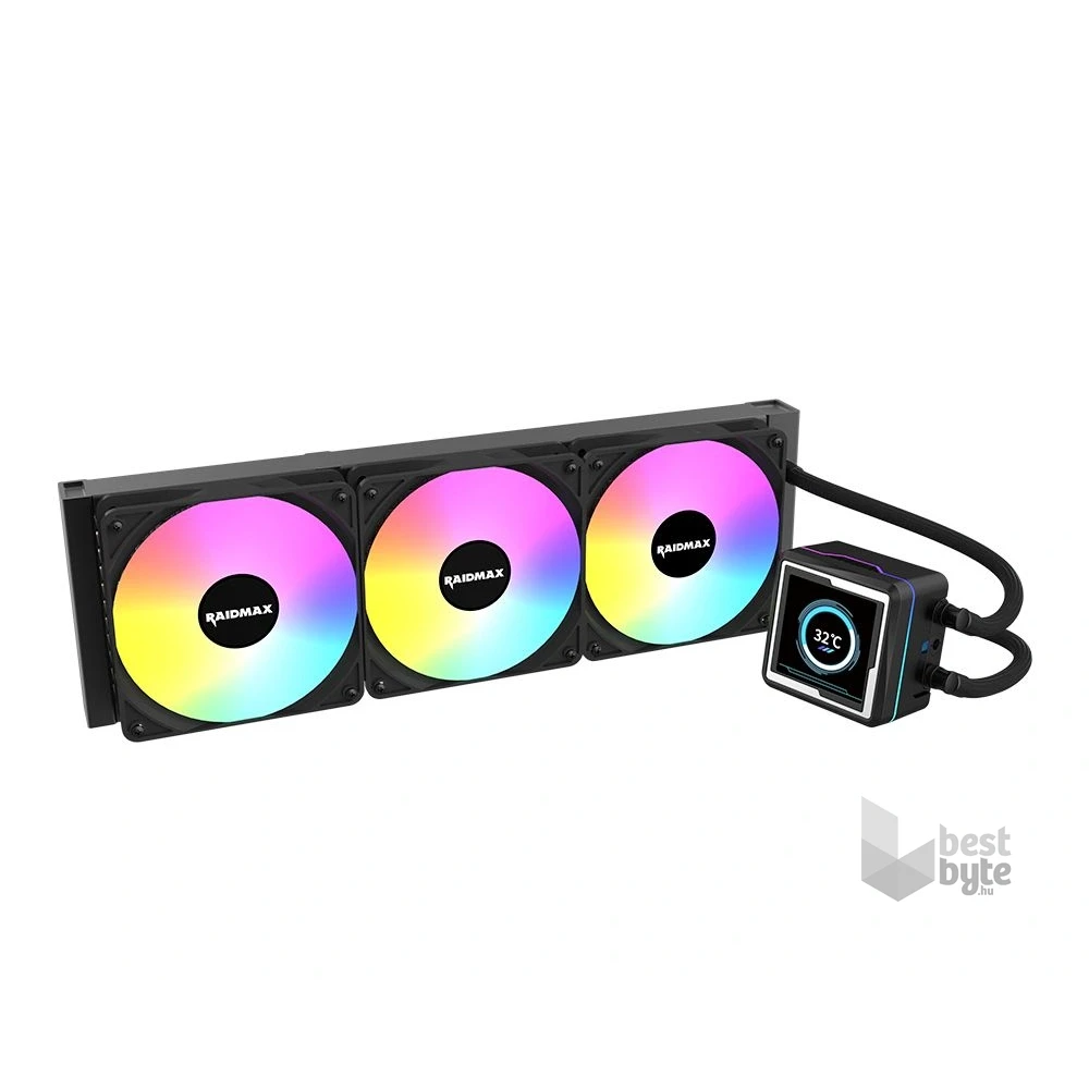 RAIDMAX LM360 360mm ARGB+LCD fekete vízhűtéses processzor hűtő