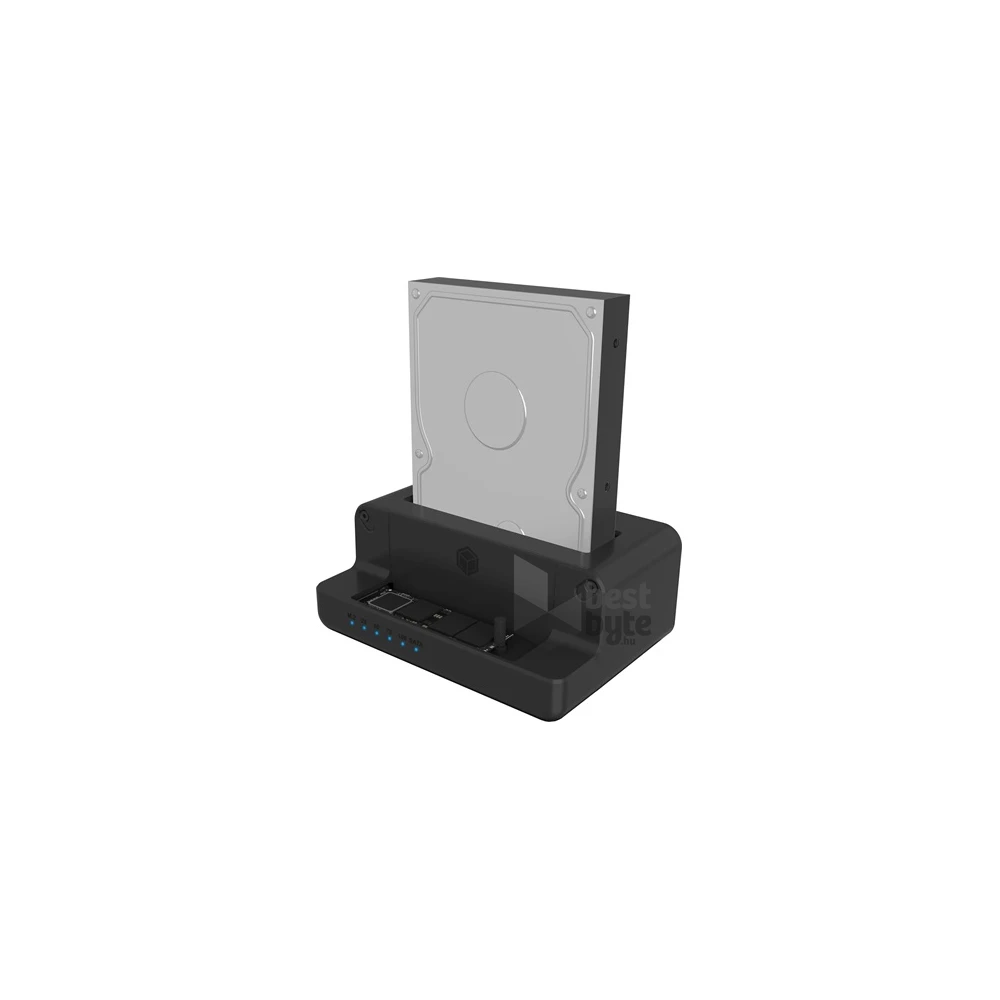 Raidsonic ICY BOX Docking & Clonstation M.2/2.5/3.5" NVMe/SATA3 USB3.2 Gen2×1 C dokkoló fekete USB3 A-C kábellel