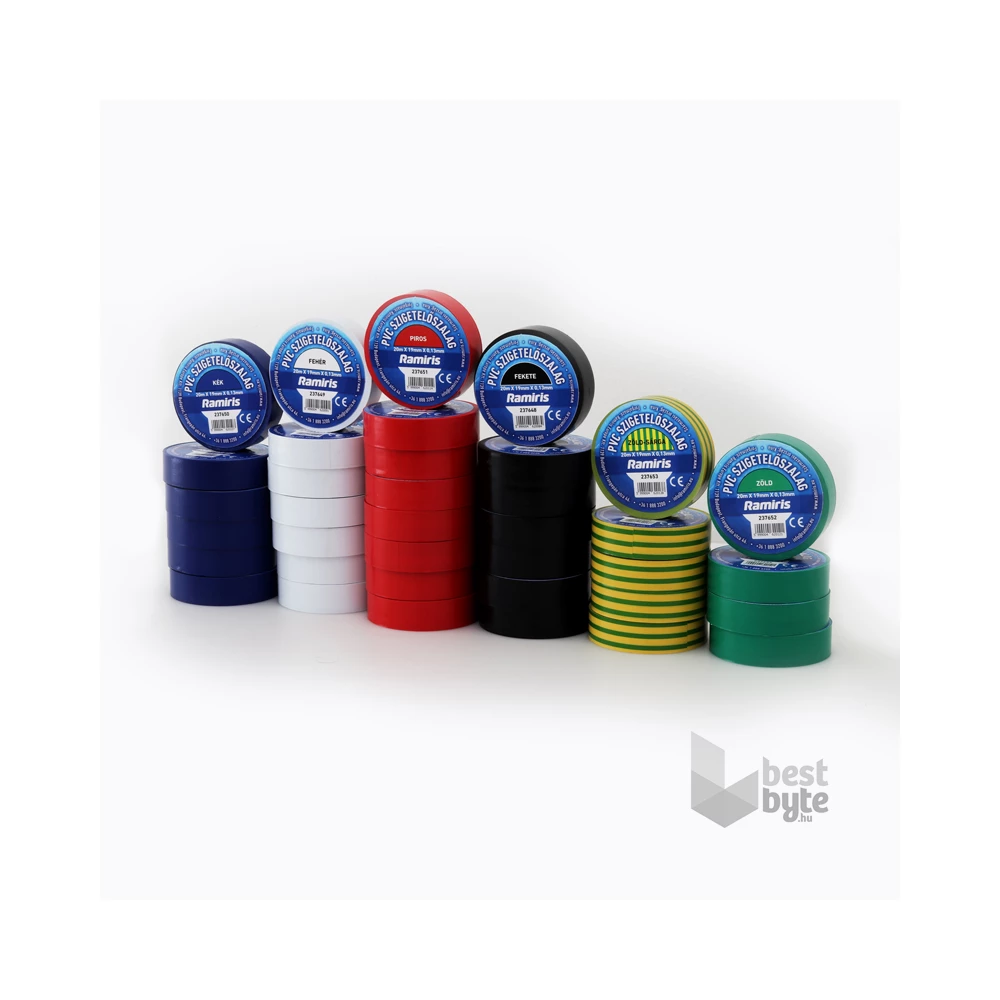 Ramiris 0,13 mm x 19 mm x 20 m fekete PVC szigetelőszalag