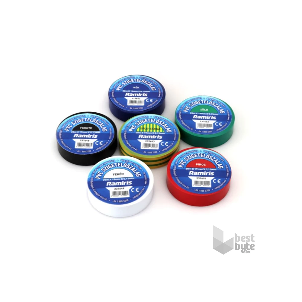 Ramiris 0,13 mm x 19 mm x 20 m fekete PVC szigetelőszalag