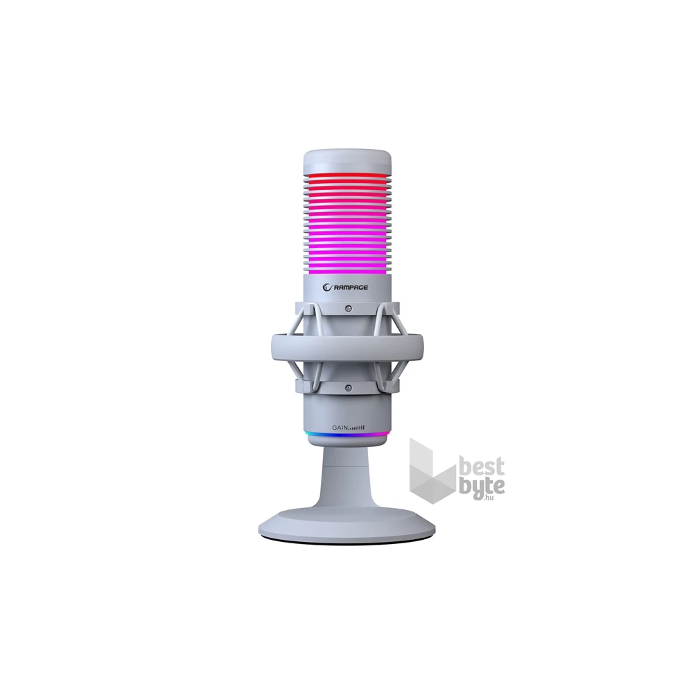 Rampage 41148 BEMOL USB PC/MAC/Android fehér RGB mikrofon
