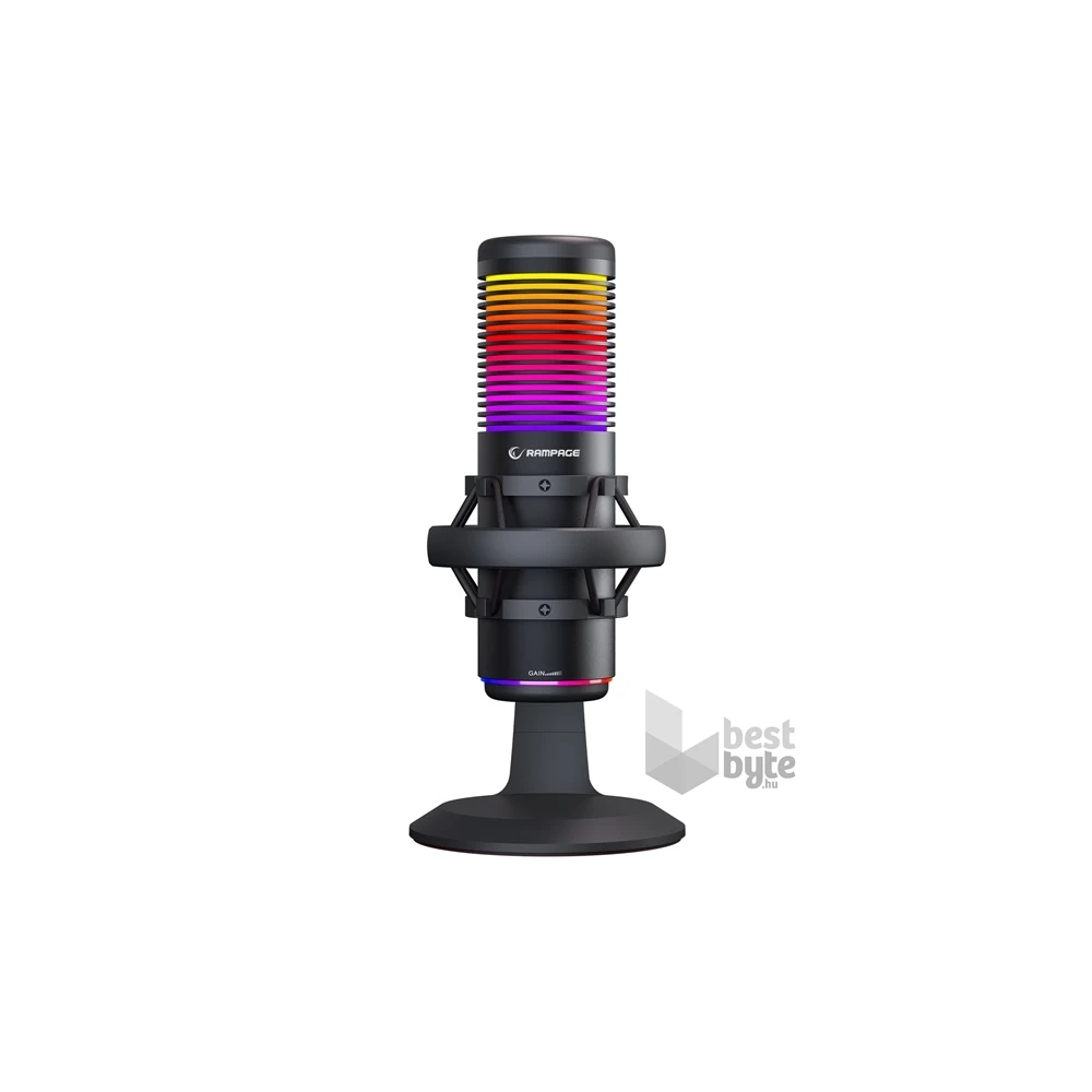 Rampage 41148 BEMOL USB PC/MAC/Android fekete RGB mikrofon