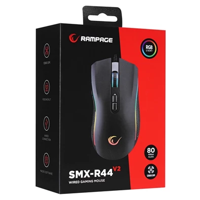 Rampage 41489 SMX-R44 V2 Macro RGB LED fekete vezetékes gamer egér
