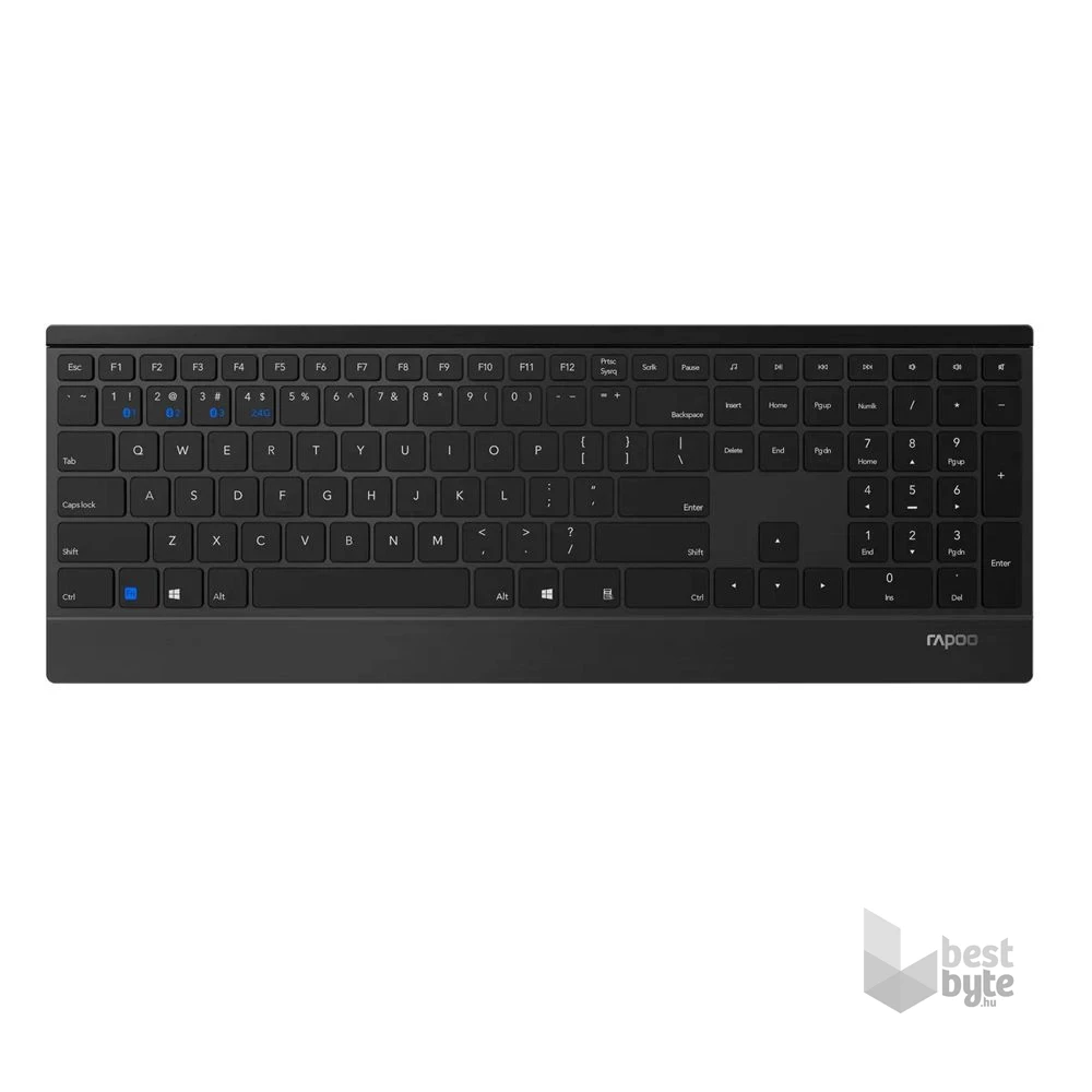 Rapoo 192504 E9500M HUN vezeték nélküli fekete billentyűzet