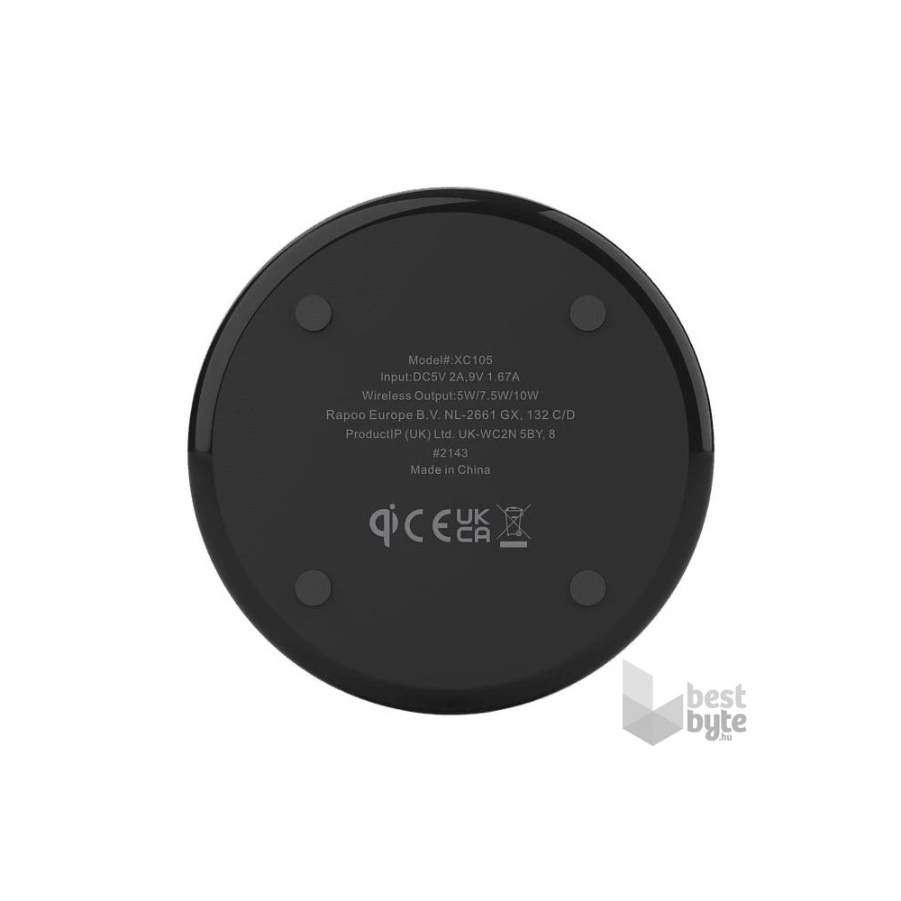 Rapoo 00217720 XC105 10W fekete vezeték nélküli mobiltelefon töltő