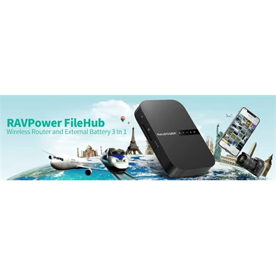 Ravpower RP-WD009 FileHub AC750 vezeték nélküli mobil router, powerbank