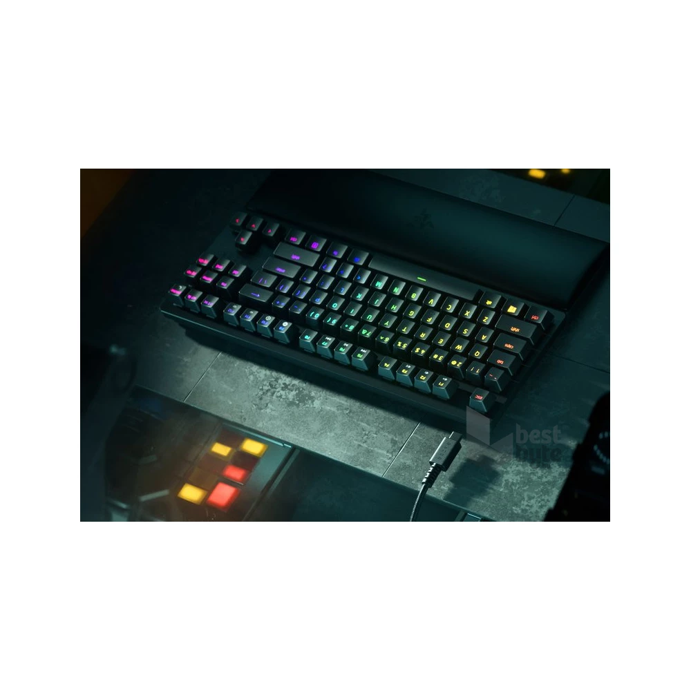Razer Huntsman V2 Tenkeyless (Purple Switch) US RGB fekete gamer billentyűzet