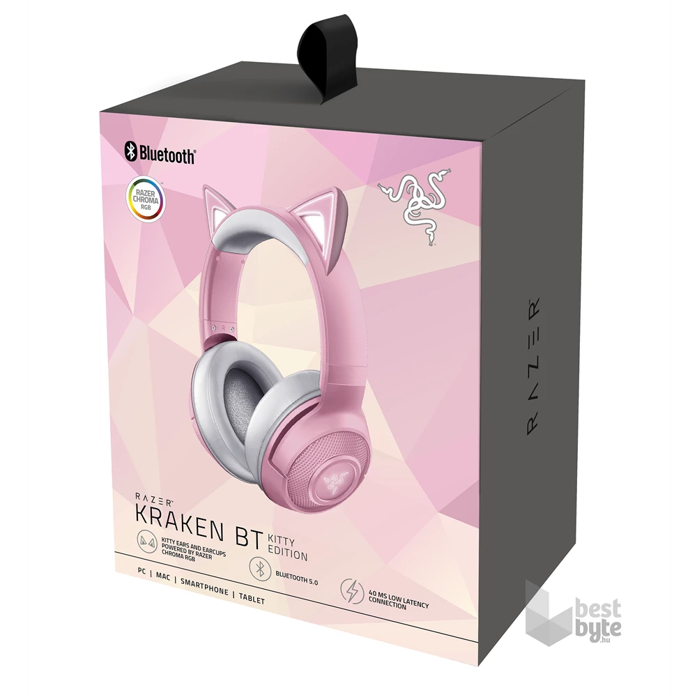 Razer Kraken Kitty V2 rózsaszín vezeték nélküli gamer fejhallgató