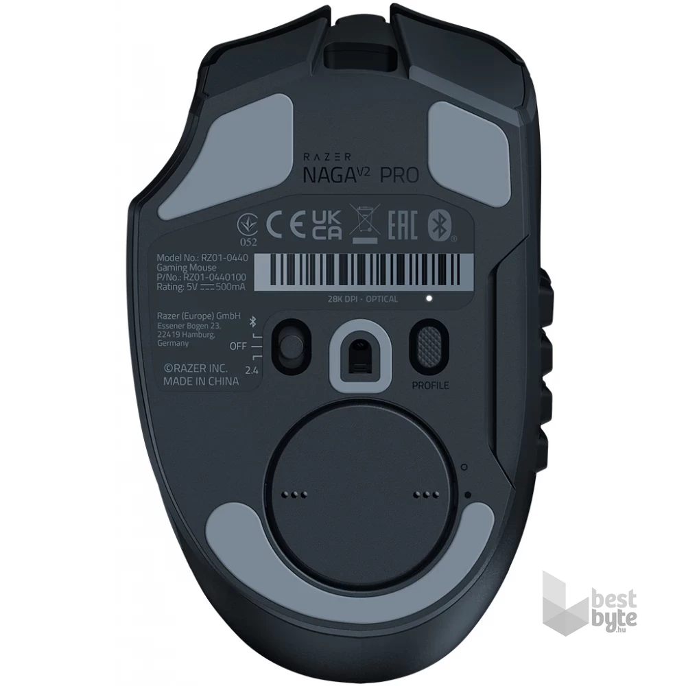 Razer Naga V2 Pro optikai USB  Bluetooth fekete vezeték nélküli gamer egér