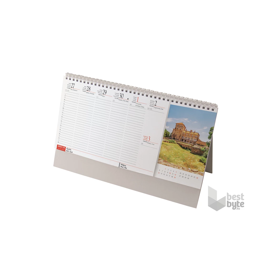 Realsystem 2026 Magyarország 7991 papír hátlapos képes álló asztali naptár