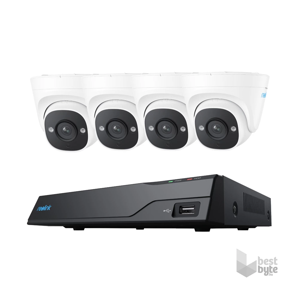 Reolink NVS8-5MD4 5MP IP kamera szett, 4 turret kamerával beépített 2TB HDD-vel