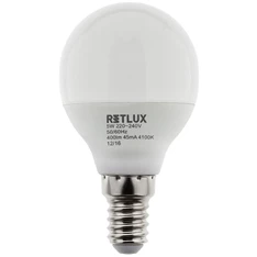 Retlux RLL 274 E14 G45 5W 400lumen hideg fehér kis gömb izzó 