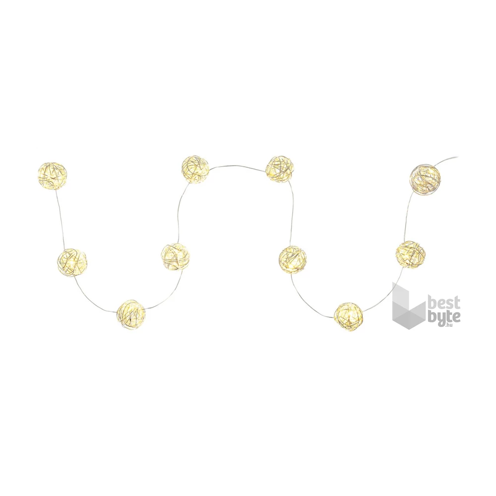 Retlux RXL 238 10 LED/2x AA/meleg fehér/ezüst golyócskák karácsonyi gömbfüzér