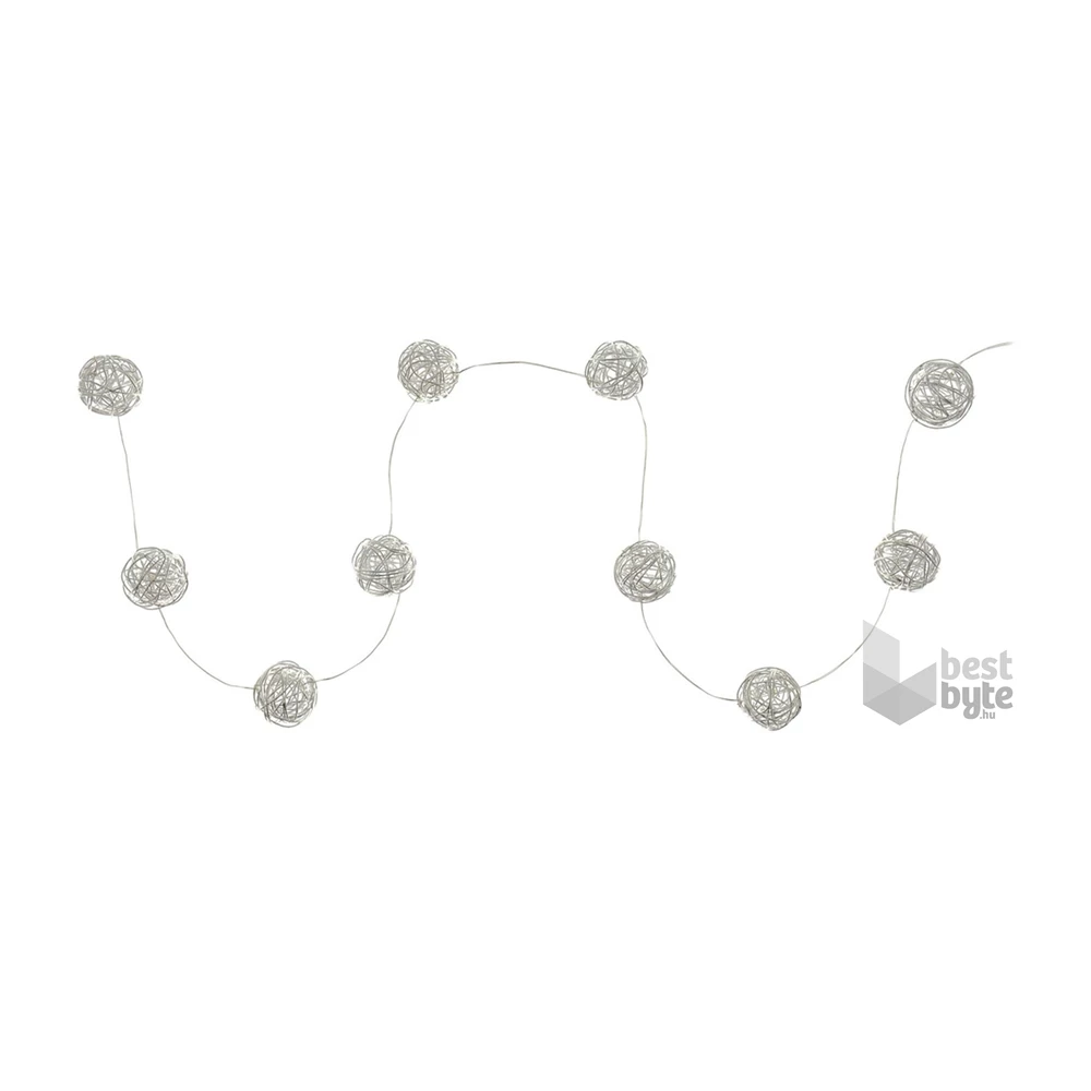 Retlux RXL 238 10 LED/2x AA/meleg fehér/ezüst golyócskák karácsonyi gömbfüzér