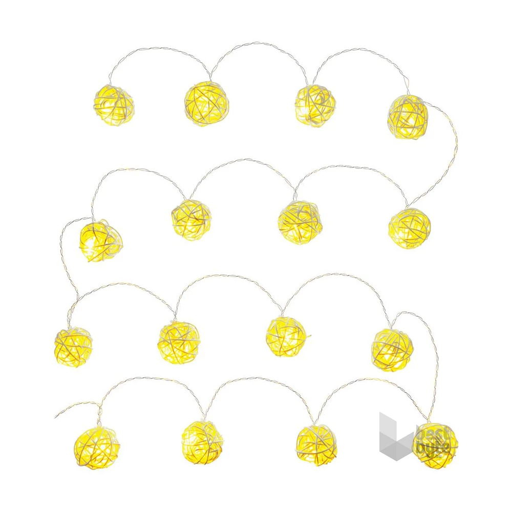 Retlux RXL 248 16 LED/2x AA/meleg fehér rattan golyók karácsonyi gömbfüzér