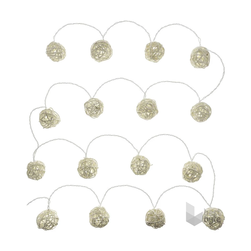 Retlux RXL 248 16 LED/2x AA/meleg fehér rattan golyók karácsonyi gömbfüzér