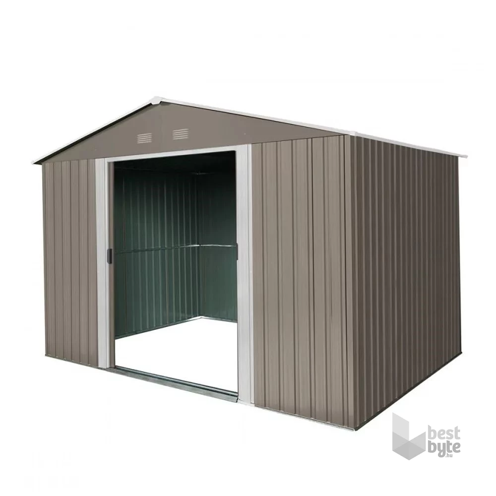 Riwall RMSA 12x10 Brown - fém kerti tároló 3 x 3,7 m nyeregtetővel (barna)