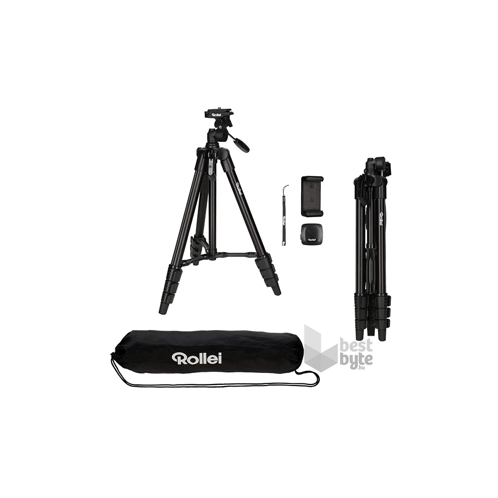 Rollei R22638 telefon adapterrel, bluetooth távkioldóval, táskával fekete állvány