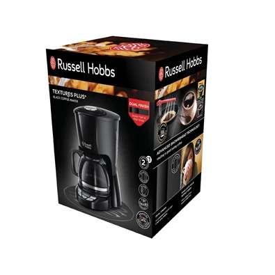 Russell Hobbs 22620-56 Textures Plus fekete 10 személyes filteres kávéfőző