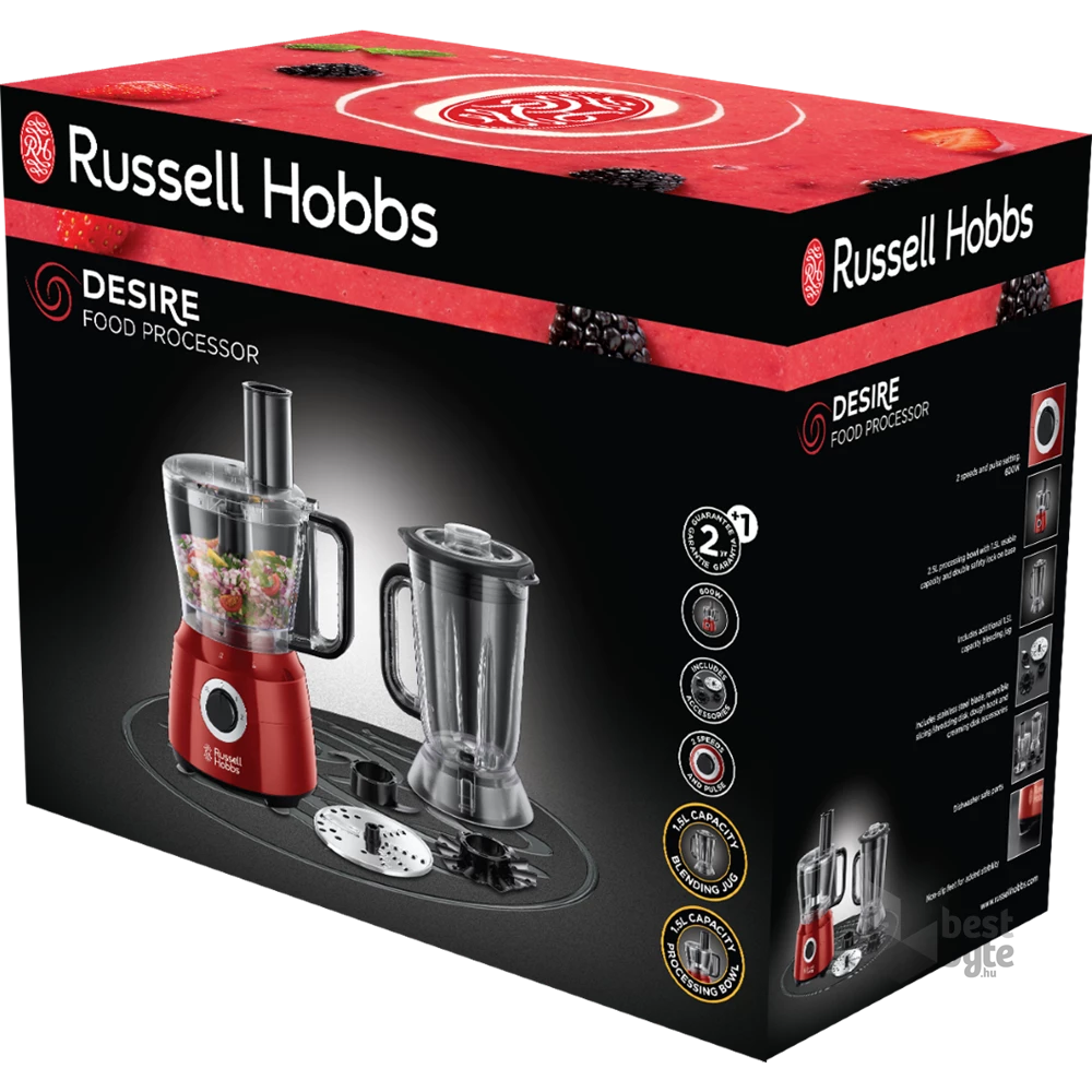 Russell Hobbs 24730-56 Desire 600W, 1,5L+2,5L, bordó konyhai robotgép