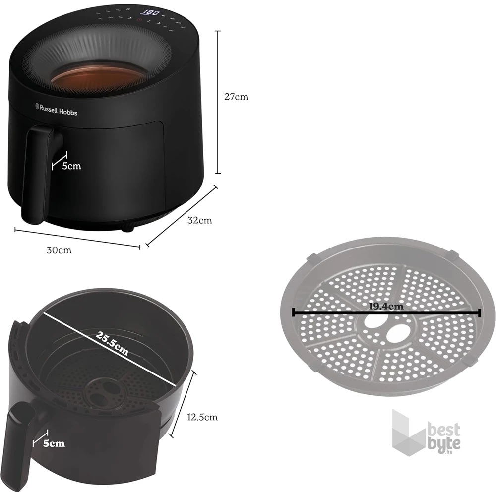 Russell Hobbs 27420-56/RH Panoramic airfryer fekete 5 L forrólevegős sütő