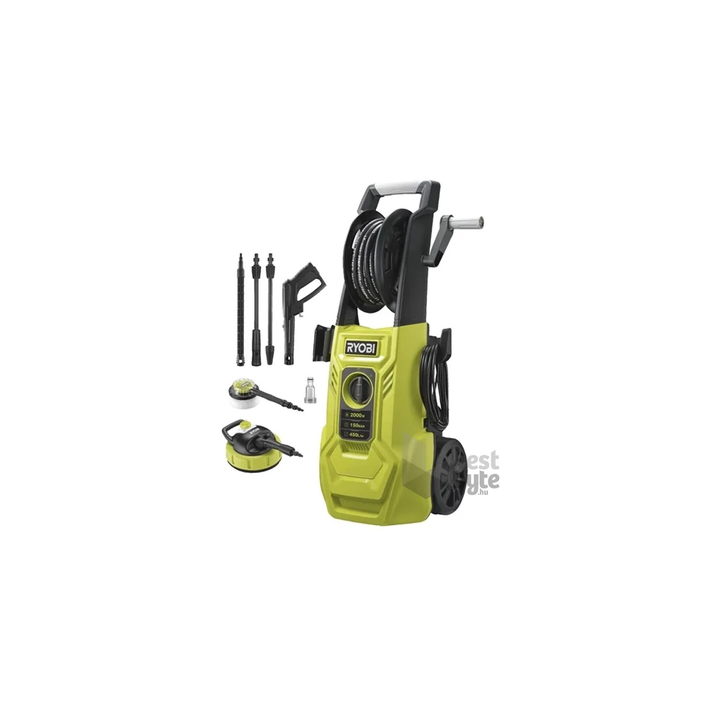 Ryobi 2000W magasnyomású mosó 150bar, adapterekkel+terasztisztító - RY150PWA