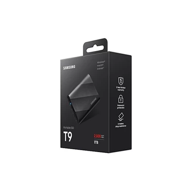 SAMSUNG Portable SSD T9 USB 3.2 Gen 2x2 1TB, Black