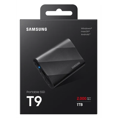 SAMSUNG Portable SSD T9 USB 3.2 Gen 2x2 1TB, Black
