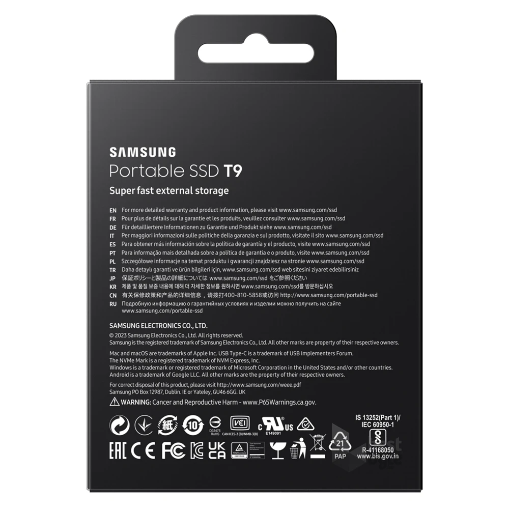 SAMSUNG Portable SSD T9 USB 3.2 Gen 2x2 1TB, Black