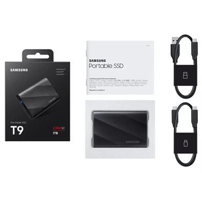 SAMSUNG Portable SSD T9 USB 3.2 Gen 2x2 1TB, Black