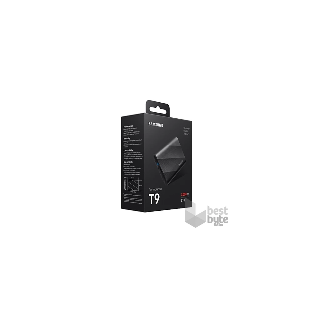 SAMSUNG Portable SSD T9 USB 3.2 Gen 2x2 2TB, Black