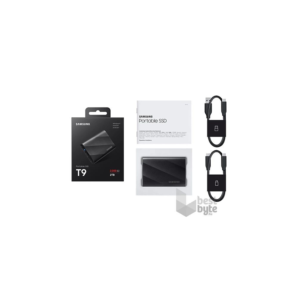 SAMSUNG Portable SSD T9 USB 3.2 Gen 2x2 2TB, Black