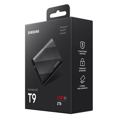 SAMSUNG Portable SSD T9 USB 3.2 Gen 2x2 2TB, Black