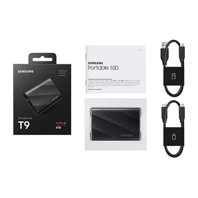 SAMSUNG Portable SSD T9 USB 3.2 Gen 2x2 4TB, Black