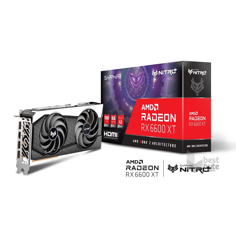 SAPPHIRE NITRO+ RX 6600 XT GAMING OC AMD 8GB GDDR6 128bit PCIe videokártya
