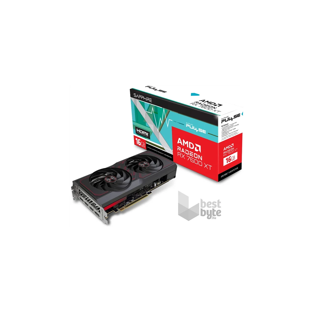 SAPPHIRE PULSE AMD RADEON RX 7600 XT GAMING OC 16GB GDDR6 DUAL HDMI DUAL DP
