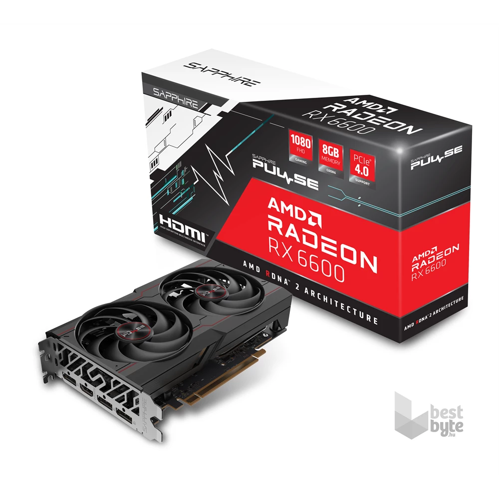 SAPPHIRE PULSE RX 6600 GAMING AMD 8GB GDDR6 128bit PCIe videokártya