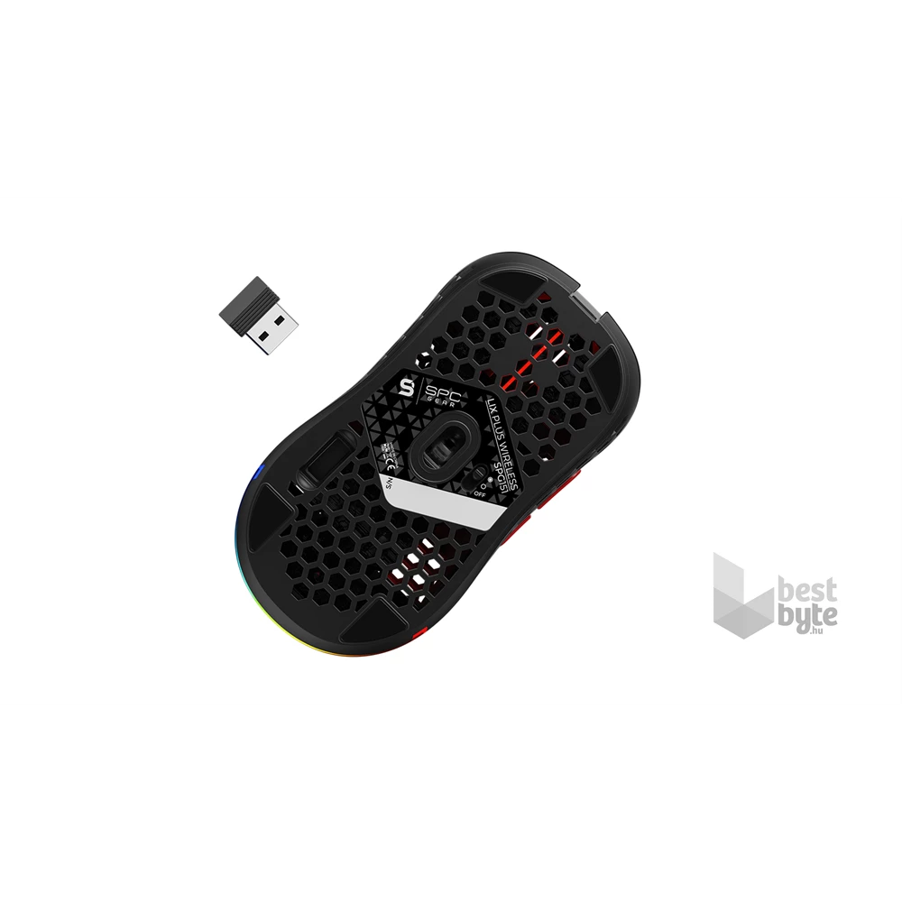 SPC Gear LIX Plus Wireless fekete vezeték nélküli gamer egér