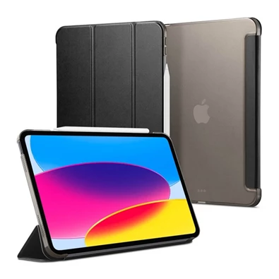 SPIGEN ACS05309 iPad 10.9 (2022) fekete bőr hatású oldalra nyíló tok