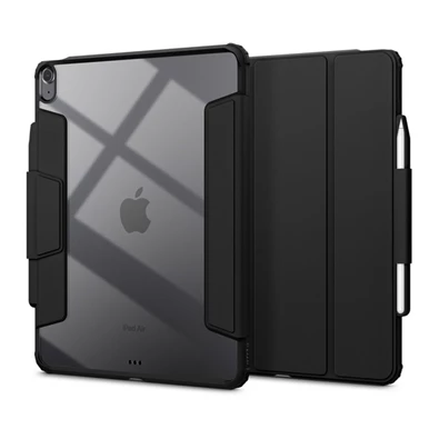 SPIGEN ACS07678 iPad Pro 12.9 (2018) / iPad Air 13 (2024) fekete bőr hatású oldalra nyíló tok