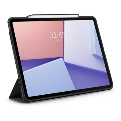 SPIGEN ACS07678 iPad Pro 12.9 (2018) / iPad Air 13 (2024) fekete bőr hatású oldalra nyíló tok