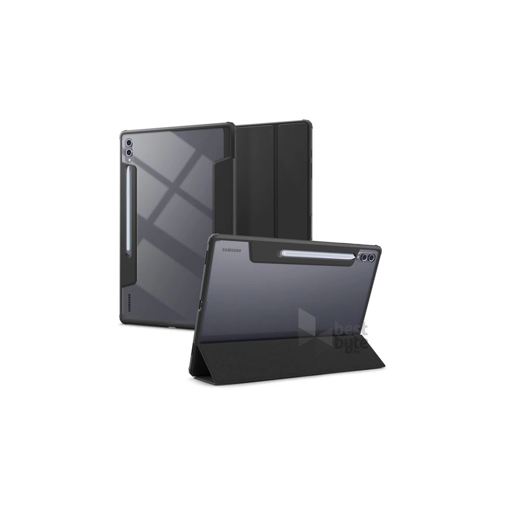SPIGEN ACS08795 Galaxy Tab S8 Ultra LTE / WIFI / Tab S9 Ultra LTE fekete bőr hatású oldalra nyíló tok